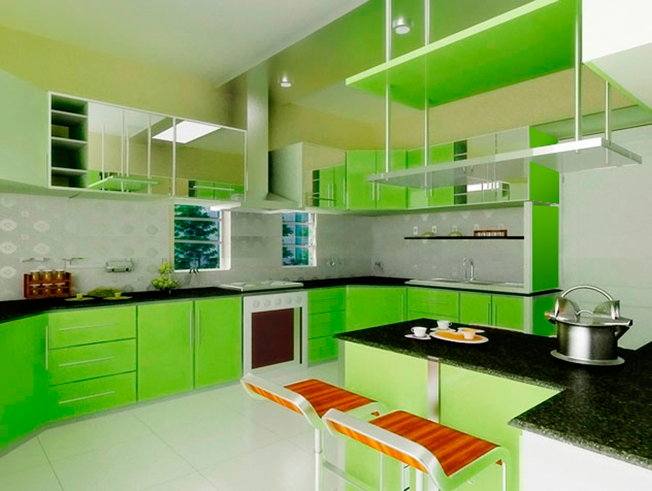 Зеленый цвет на кухне